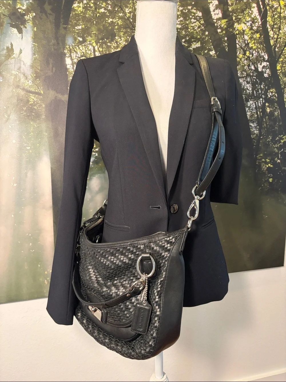 Coach Kristin Woven Leather Round Satchel
